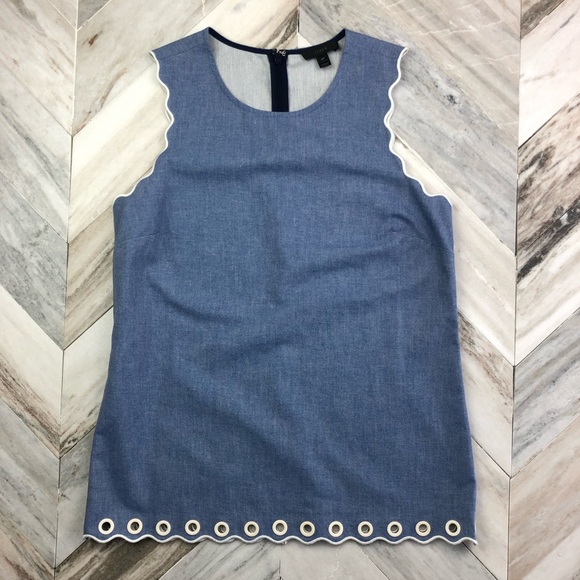 J.Crew Chambray Scalloped Top With Grommets Tall - Picture 1 of 8
